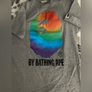 Bape t-shirt , rainbow/gray , size- small